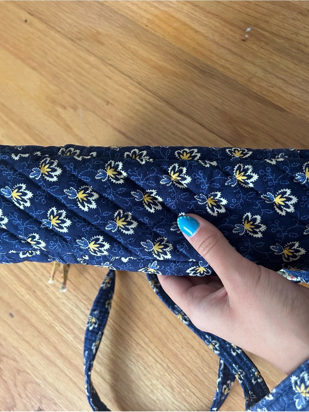 Vera Bradley Navy Quilted Floral Crossbody with Yellow Accents